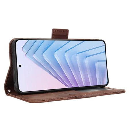 Чехол-книжка Skin Feel Calf на Xiaomi Redmi Note 14 4G 164.84mm EU Version - коричневый
