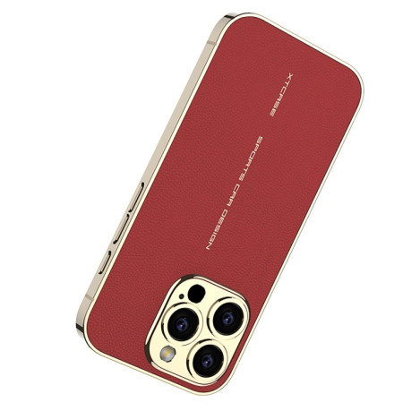 Противоударный чехол GKK Plated Plain Leather для iPhone 16 Pro - красный