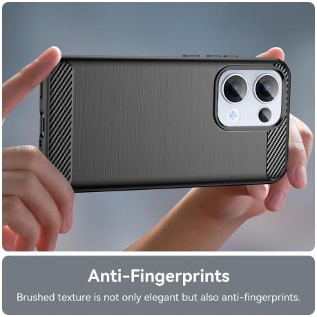 Протиударний чохол Brushed Texture Carbon Fiber на OPPO Reno13 Global - чорний