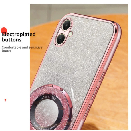 Противоударный чехол Plated Gradient Glitter Round Holder для Samsung Galaxy A06 4G - фиолетовый