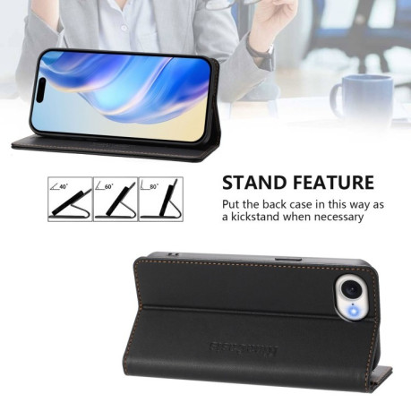 Чехол-книжка RC01 Dual-Folded Magnetic Suction RFID Leather на iPhone 16e - черный