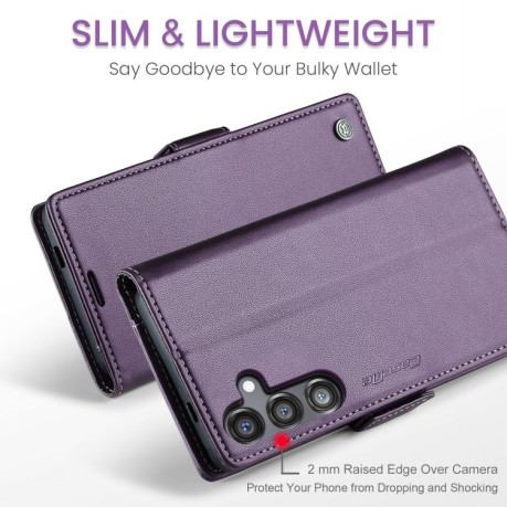 Чехол-книжка CaseMe 023 Butterfly Buckle Litchi Texture RFID Anti-theft Leather для Samsung Galaxy S24 FE 5G - фиолетовый