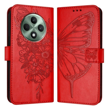 Чохол-книжка Embossed Butterfly для OPPO Reno12 F/12 FS 5G Global - червоний