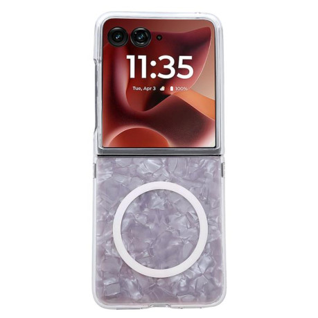 Противоударный чехол Pearlescent Shell Texture MagSafe для Motorola Razr 60 Ultra - рожевий