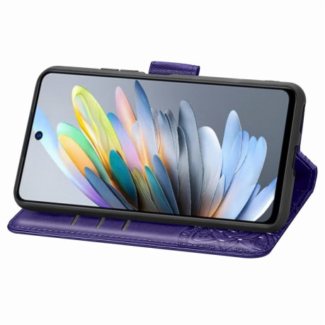Чохол-книжка Butterfly Love Flower Embossed для Motorola Moto G35 - фіолетовий