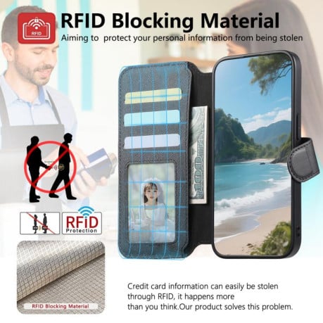 Чохол-книжка Twill Fabric з MagSafe RFID+кишенька для карт на Samsung Galaxy A07 4G / 5G - чорний