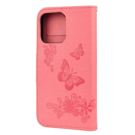 Чехол-книжка Vintage Floral Butterfly для iPhone 13 Pro Max - розовый