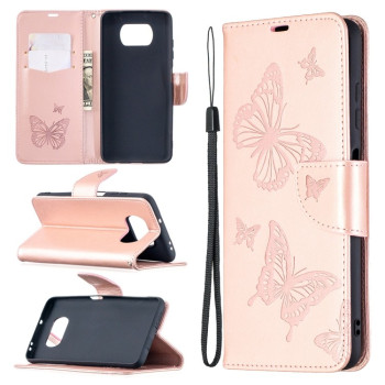 Чохол-книжка Butterflies Pattern на Xiaomi Poco X3 / Poco X3 Pro - рожеве золото