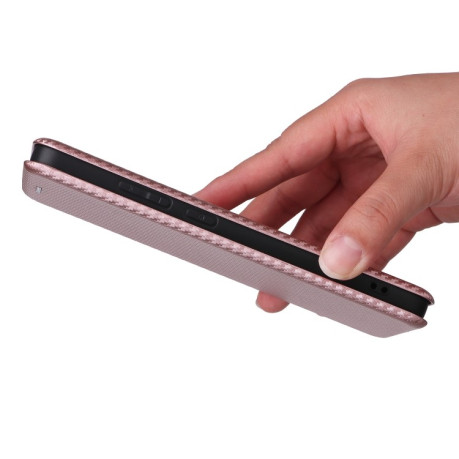 Чохол-книжка Carbon Fiber Texture на OPPO Reno12 F/12 FS 5G/4G - рожевий