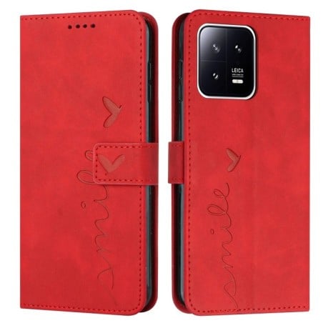 Чехол-книжка Skin Feel Heart Amile для Xiaomi 13 - красный