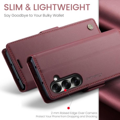Чехол-книжка CaseMe 023 Butterfly Buckle Litchi Texture RFID Anti-theft Leather для Samsung Galaxy Fold 7 - красный