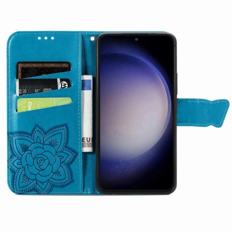Чохол-книжка Butterfly Love Flower Embossed для Samsung Galaxy S23 FE 5G - синій