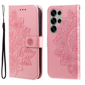 Чохол-книжка 7-petal Flowers Embossing  для Samsung Galaxy S25 Ultra 5G - рожеве золото