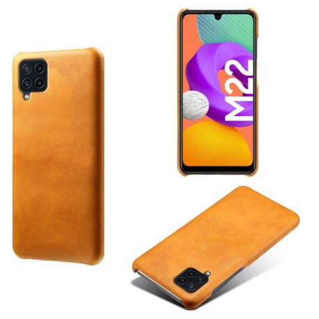 Противоударный чехол Calf Texture для Samsung Galaxy M22 - оранжевый