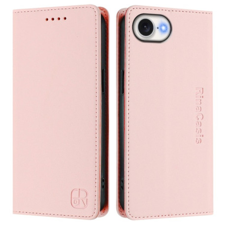 Чехол-книжка RC01 Dual-Folded Magnetic Suction RFID Leather на iPhone 16e - розовый