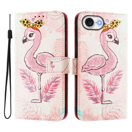 Чехол-книжка Colored Drawing Pattern для iPhone 16e - Flamingo