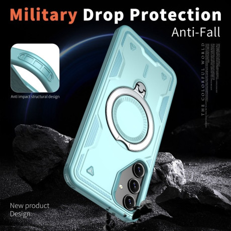 Противоударный чехол MagSafe Holder Armor PC Hybrid для Samsung Galaxy A16 5G - голубой