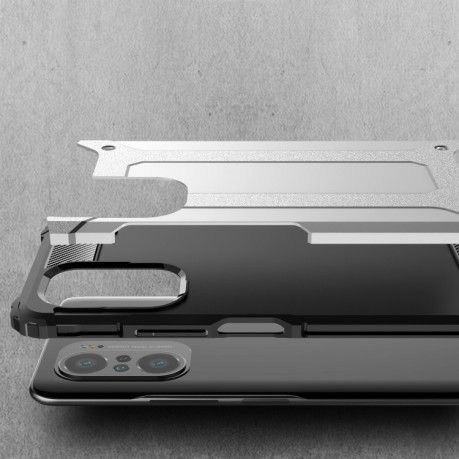 Противоударный чехол Magic Armor на Xiaomi Mi 11i/Poco F3/Redmi K40/K40 Pro - серебристый