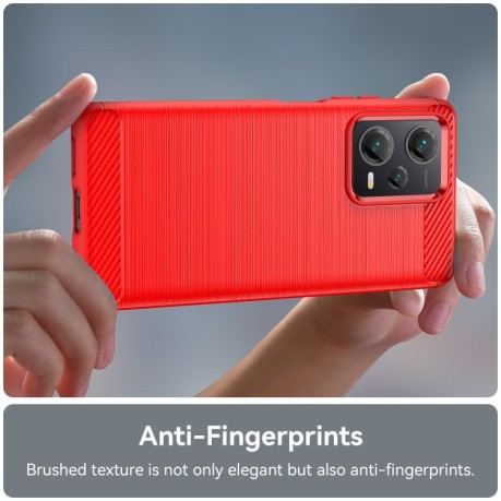 Протиударний чохол Brushed Texture Carbon Fiber на Xiaomi Redmi Note 12 Explorer - червоний