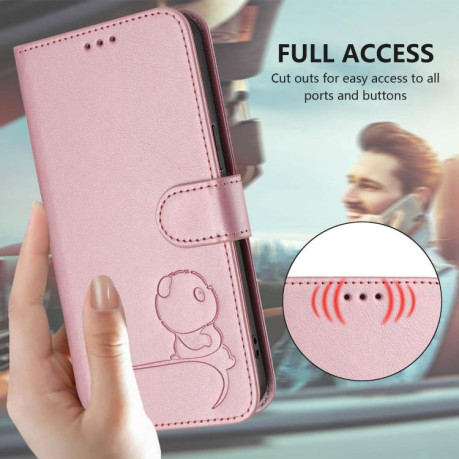 Чохол-книжка Litter Panda Embossing RFID Leather з тисненням панди та ремінцем на Xiaomi Redmi Note 15 4G / 5G /Poco M8 164mm — чорний