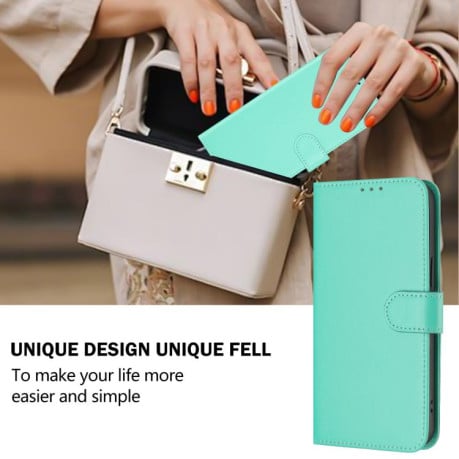 Чехол-книжка с мягким покрытием (Skin Feel) со шнурком на Infinix Smart 10 4G - зеленый