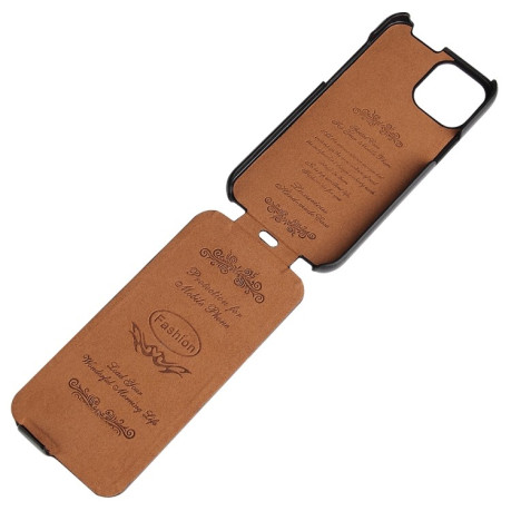 Кожаный флип-чехол Fierre Shann Retro Oil Wax Texture на iPhone 12 / 12 Pro - черный