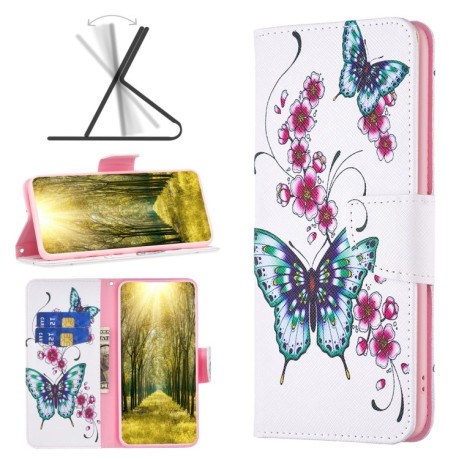 Чохол-книжка Colored Drawing Pattern для Xiaomi Poco F5 5G / Redmi Note 12 Turbo - Flowers Butterfly