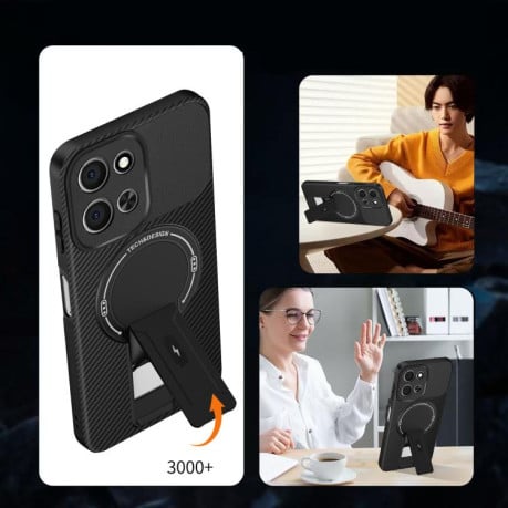 Противоударный чехол Carbon Fiber Texture (MagSafe) на Xiaomi Redmi 15C 5G / 4G EU 173mm - синий