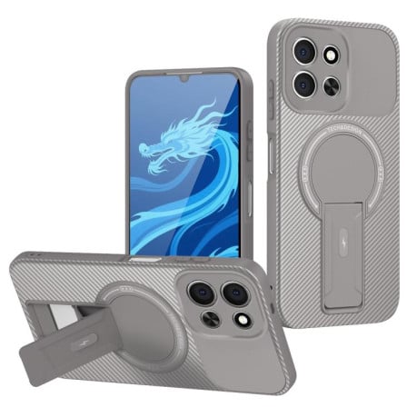 Противоударный чехол Carbon Fiber Texture (MagSafe) на Xiaomi Redmi 15C 5G / 4G EU 173mm - серый