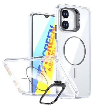Прозрачный чехол Bright Color Clear с MagSafe и рамкой камеры на Infinix Smart 20 4G — чёрный
