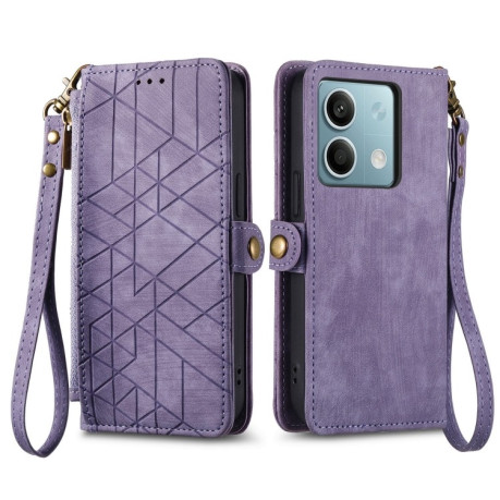 Чехол-книжка Geometric Zipper Wallet Side Buckle Leather для Redmi Note 13 4G - фиолетовый