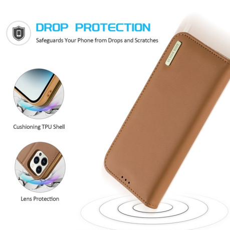 Шкіряний чохол-книжка DUX DUCIS Hivo Series на iPhone 15 Pro Max-коричневий