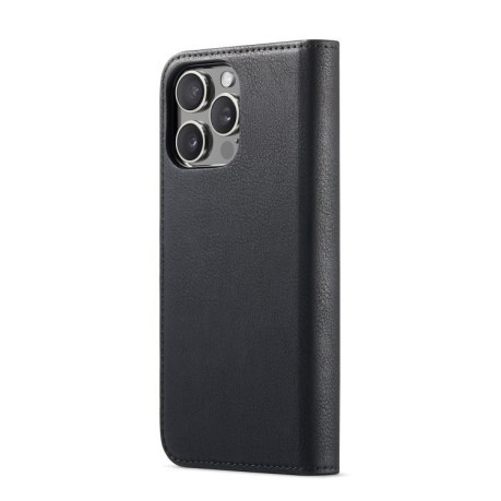 Чехол-книжка DGMING Crazy Horse Texture для iPhone 16 Pro - черный