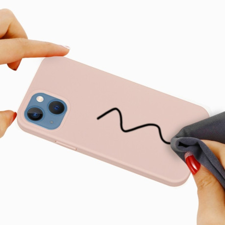 Силиконовый чехол Solid Color Liquid на iPhone 14 - розовый песок