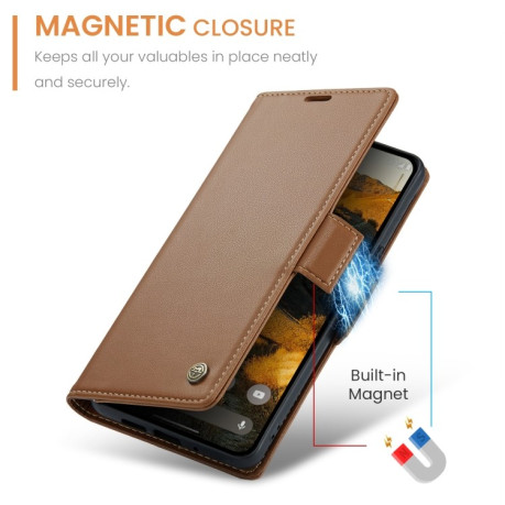Чохол-книжка CaseMe 023 Butterfly Buckle Litchi Texture RFID Anti-theft Leather для Google Pixel 9 Pro XL - коричневий
