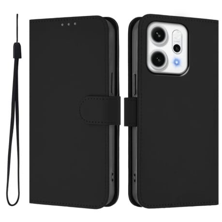 Чехол-книжка с мягким покрытием (Skin Feel) со шнурком на OPPO Reno14 5G Global - черный