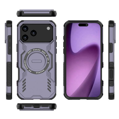 Противоударный чехол Butterfly Armor MagSafe Magnetic Ring Shockproo для iPhone 17 Pro Max - фиолетовый