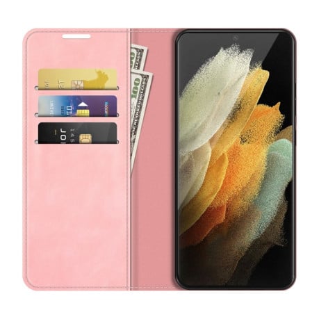 Чехол-книжка Retro-skin Business Magnetic на Samsung Galaxy S22 Ultra 5G - розовый