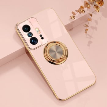 Ударозащитный чехол 6D Electroplating with Magnetic Ring для Xiaomi Mi 11T / Mi 11T Pro - розовый