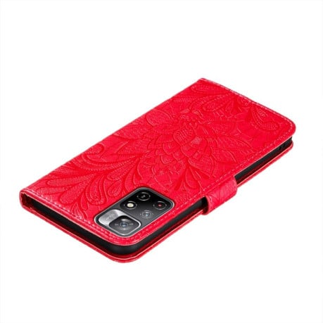 Чехол-книжка Lace Flower для Xiaomi Redmi Note 11 4G Global / Note 11S - красный