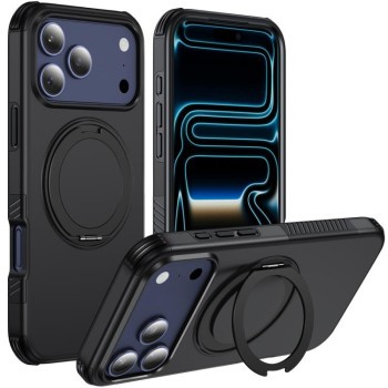 Ударозахисний чохол Magnetic Rotating Ring Holder на iPhone 18 Pro — чорний