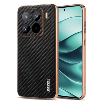 Ударозащитный чехол AZNS Electroplated Edge Carbon Fiber Texture на Xiaomi 15 Pro - черный