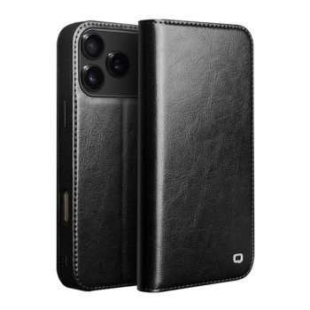 Чохол-книжка QIALINO Classic з натуральної шкіри на iPhone 18 Pro Max — чорний