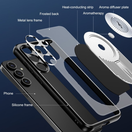 Протиударний чохол Heat Dissipation Aromatherapy MagSafe Holder для Samsung Galaxy S24 FE 5G - сріблястий