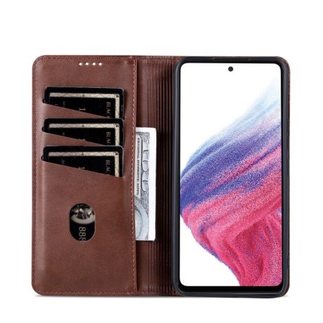 Чехол-книжка Calf Texture Magnetic для Samsung Galaxy A55 - темно-коричневый