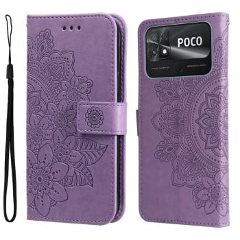 Чохол-книжка 7-petal Flowers Embossing для Xiaomi Poco C40/Redmi 10c - світло-фіолетовий