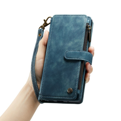 Кожаный чехол-кошелек CaseMe-C30 для  iPhone 14 Max - синий