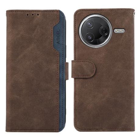 Чехол-книжка ABEEL Color Block Magnetic RFID Leather на Xiaomi Poco F7 Pro / F7 Ultra Global - коричневый