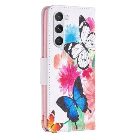 Чехол-книжка Colored Drawing Pattern для Samsung Galaxy S25 5G - Butterflies