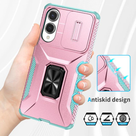 Протиударний чохол Sliding Camshield для Samsung Galaxy S25 Edge 5G - Grey Green + Pink